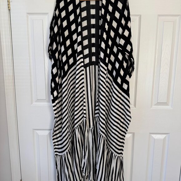 Free People Black and White Kimono swim cover up - Picture 4 of 6